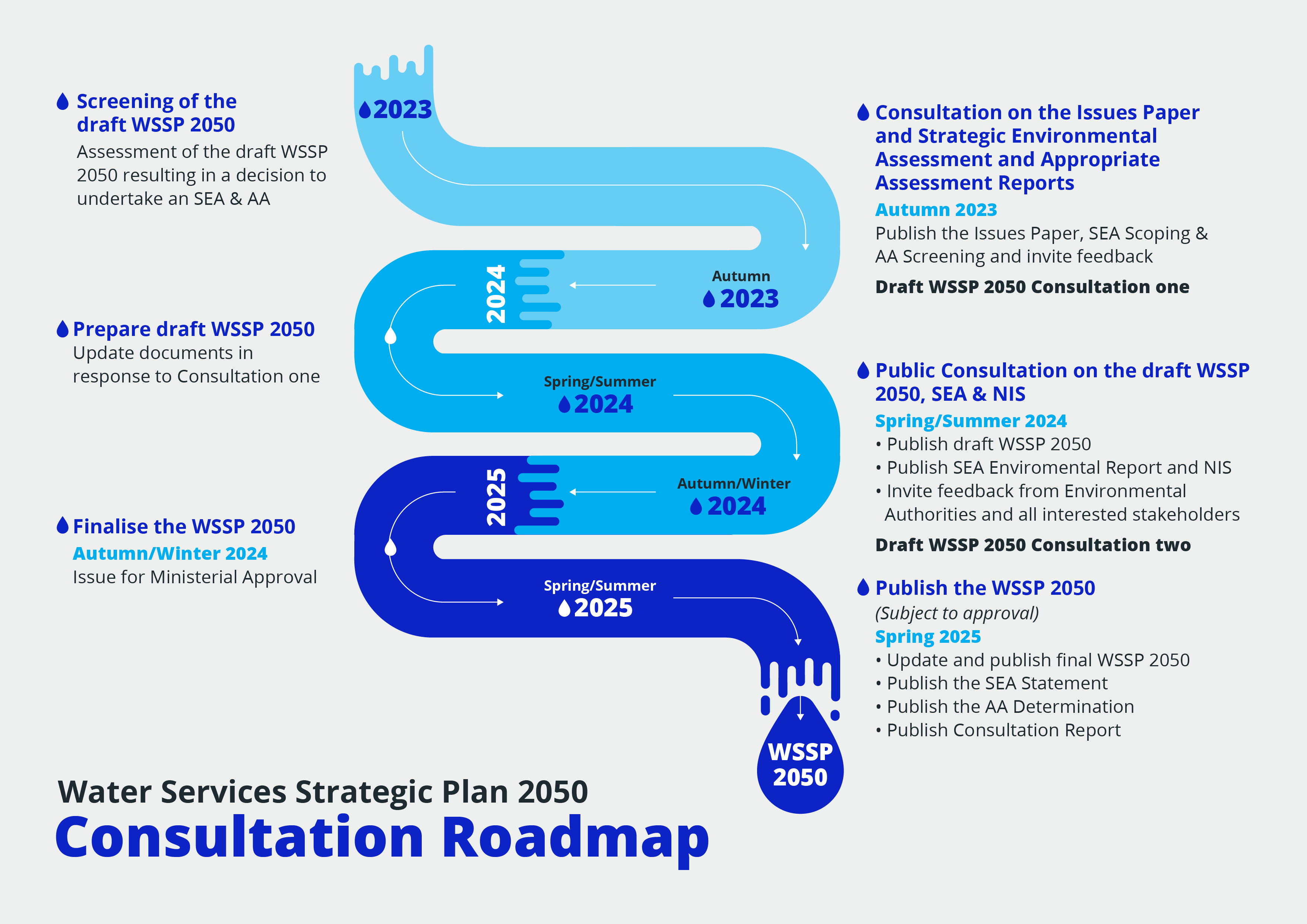 A diagram of the Consultation Roadmap for Water Service Strategic Plan 2050