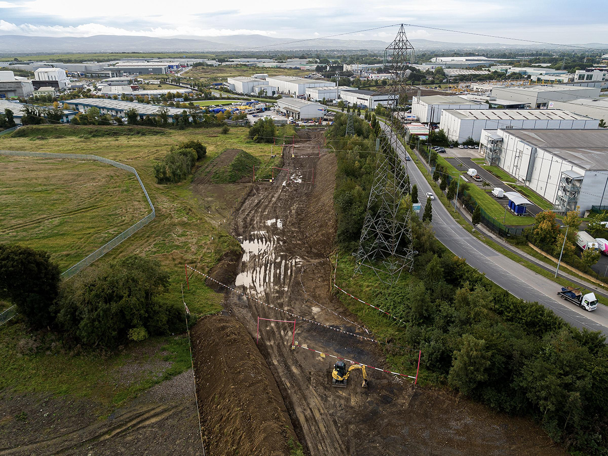 Arial view of works being done in Saggart