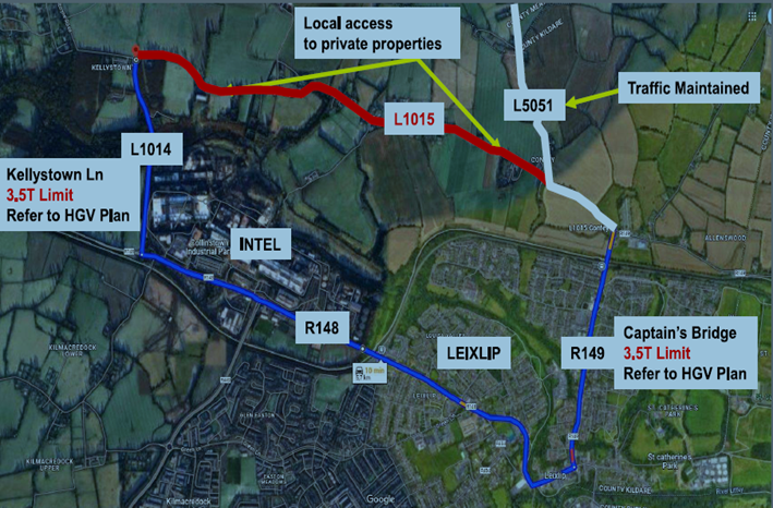 L1015 Kellystown planned road closure and diversions