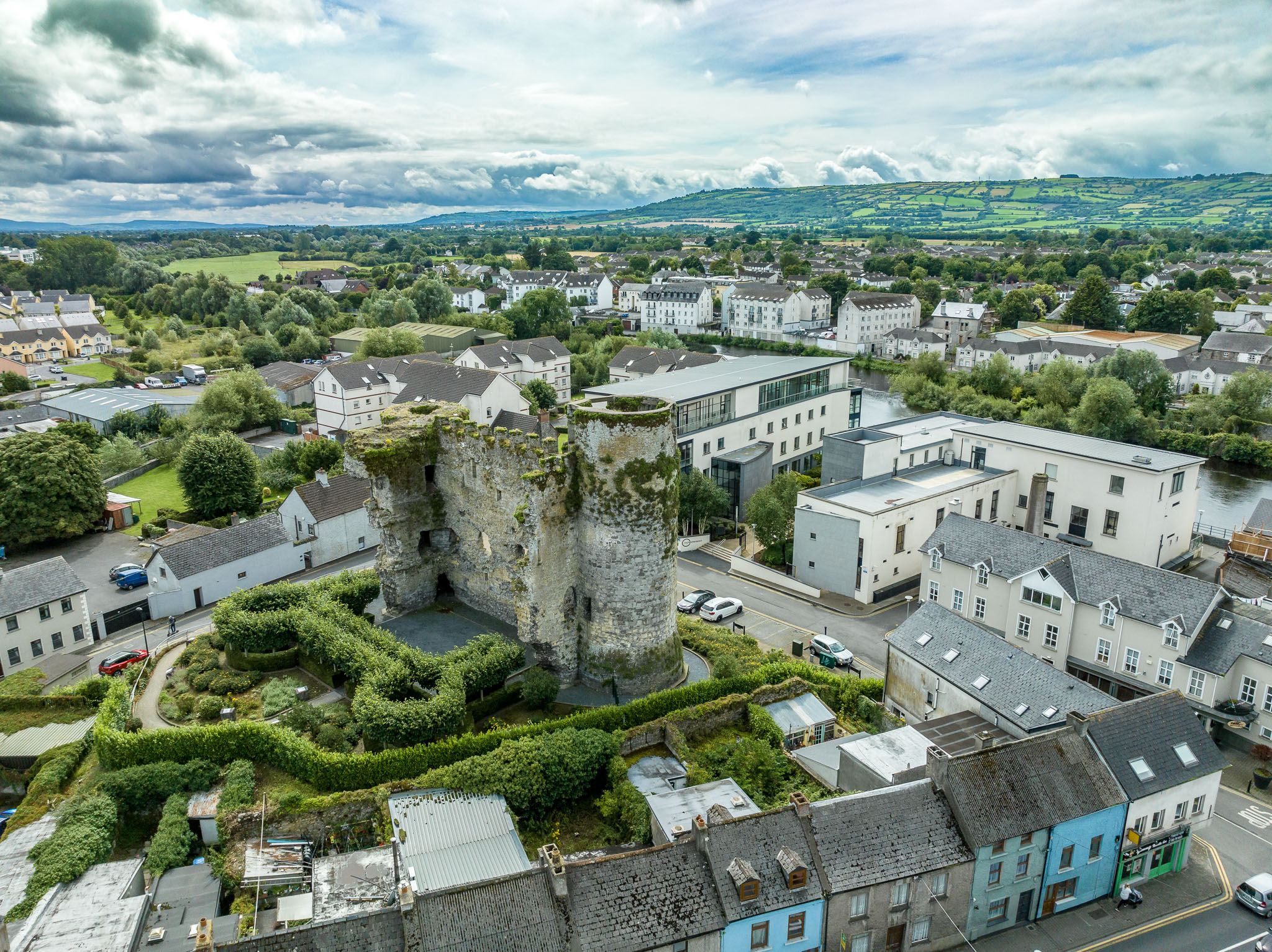 Aerial view of Carlow Town village
