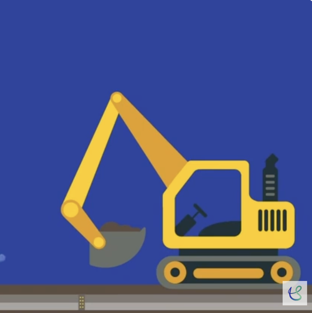 An Animated yellow digger 