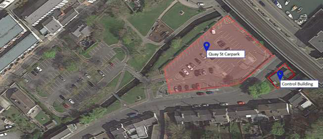 A arial view of Quay St Carpark