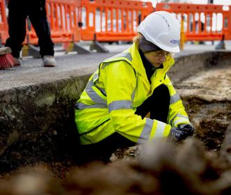 Leakage reduction team working on pipes 